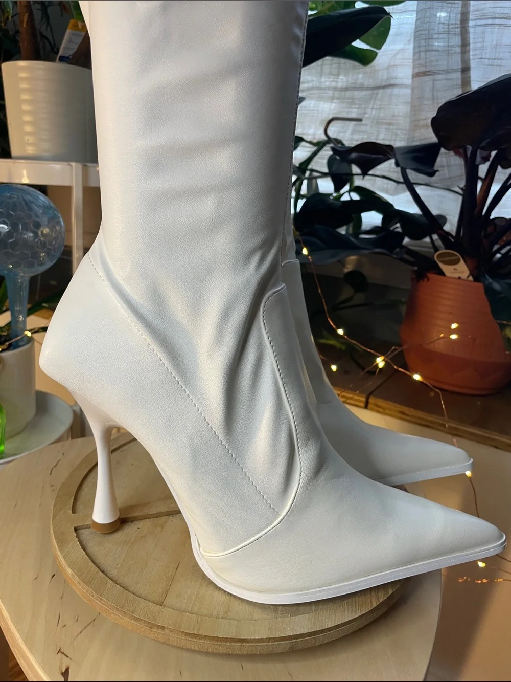 White Over-The-Knee Pointed-Toe Boot - Picture 6 of 11
